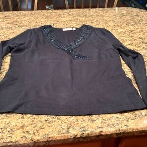 Women’s black sweater with lace collar size large